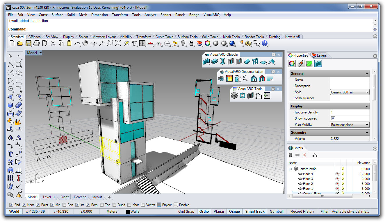 پلاگین VisualARQ در محیط Rhino